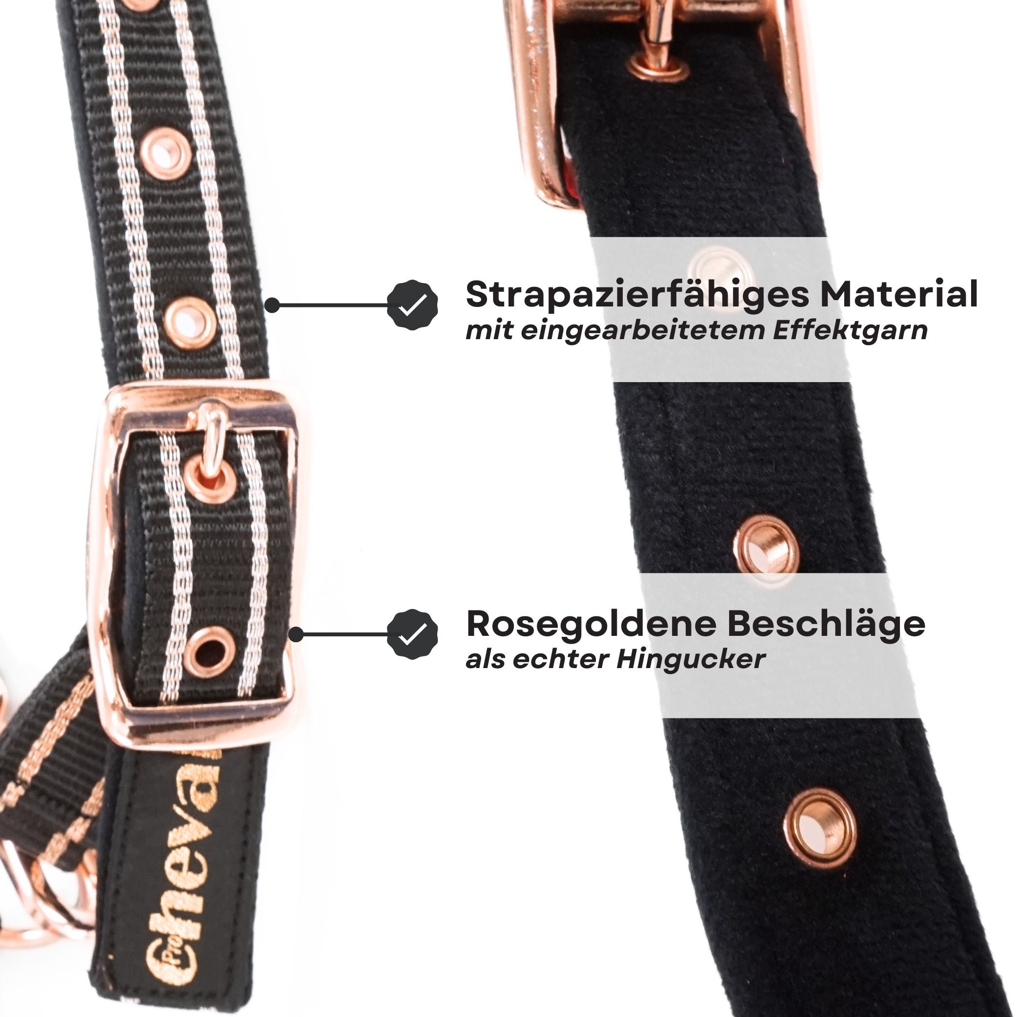 Halfter für Pferde mit Glitzer in rosegold